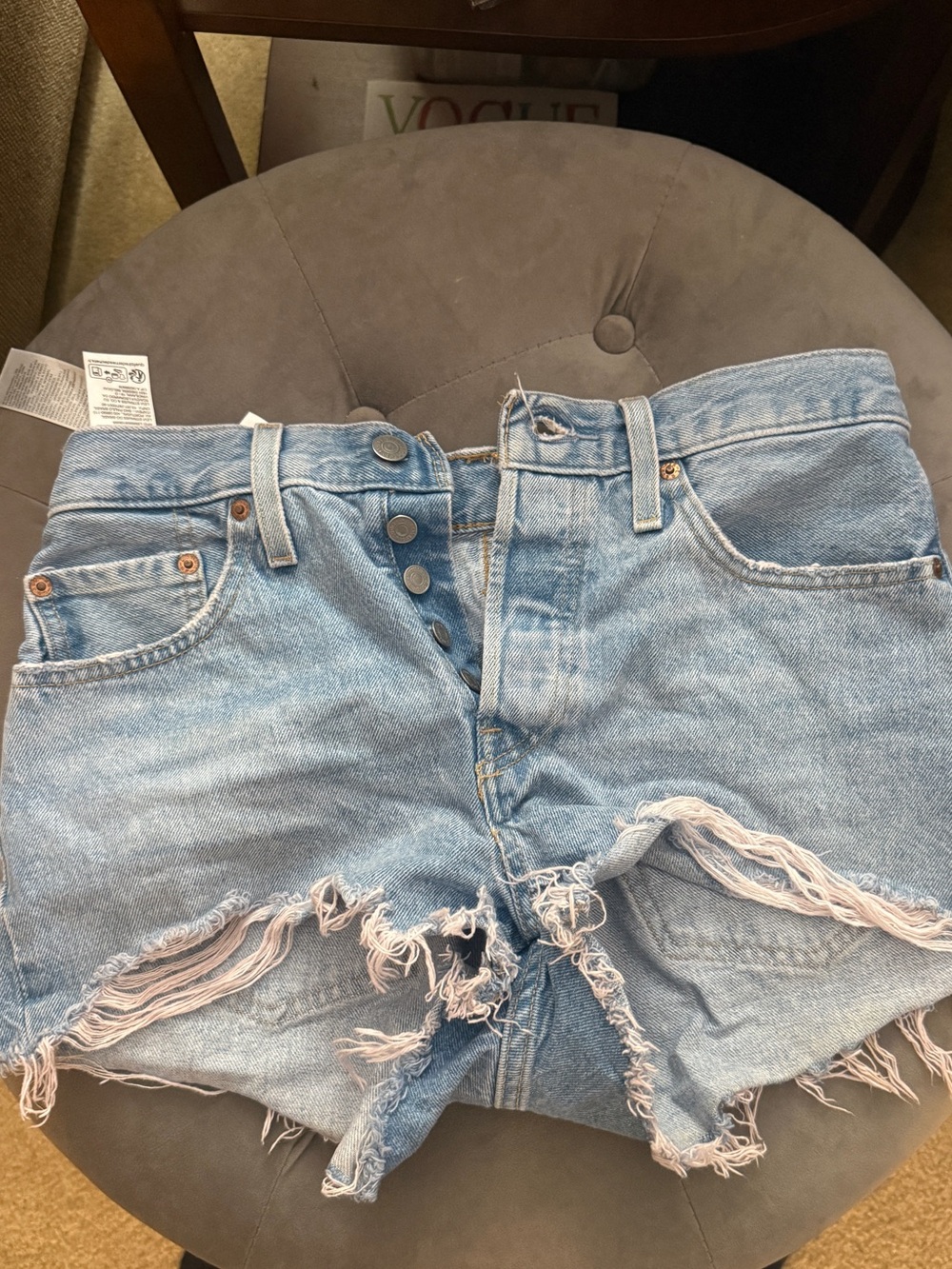 Levi's Light Blue Distressed Denim Cutoff Shorts